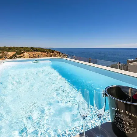 Stylish Modern Carvoeiro 2 Bedrooms Benagil Stunning Views Roof Terrace With Private Heated Pool Algarve Villa *
